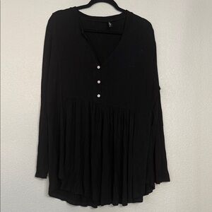 Chic Black Women's Tunic with Button Detail